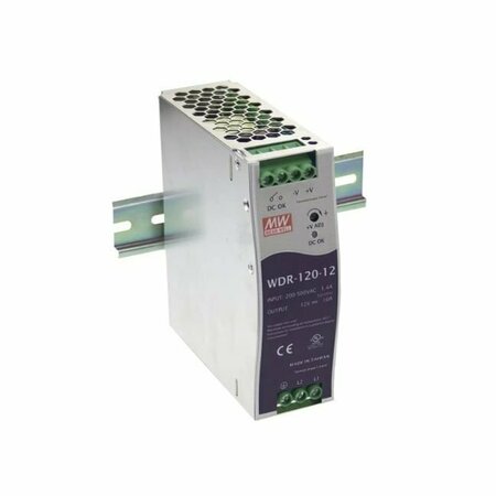ICOMTECH AC/DC Industrial DIN rail power supply, Output 24VDC at 5A, metal case WDR-120-24